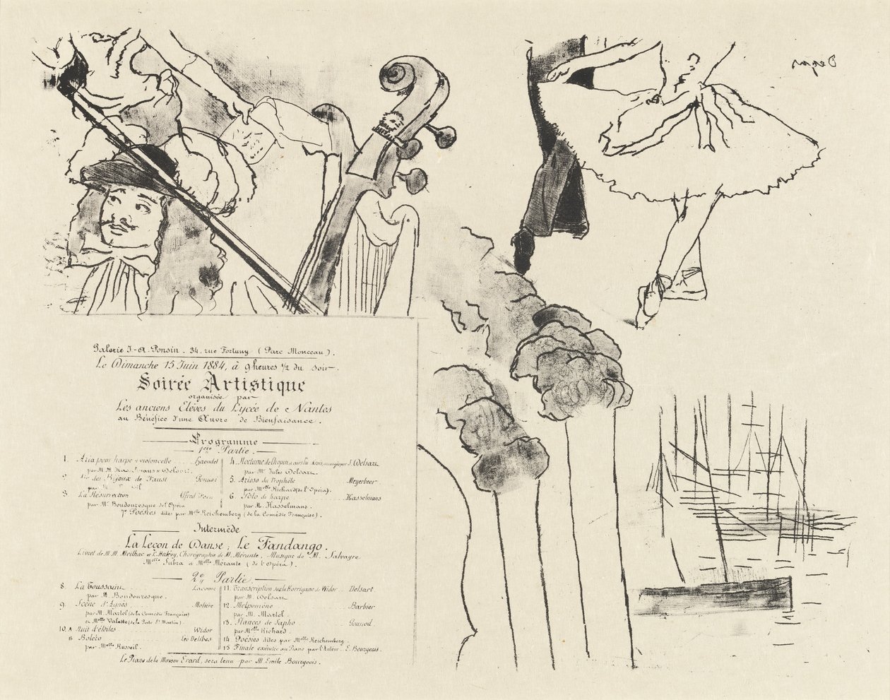 Programa para o Sarau Artístico (Programa para a Noite de ex-alunos do Lycée de Nantes) de Edgar Degas