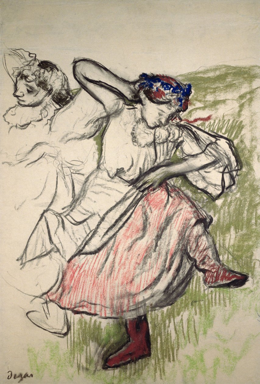 Dançarinos Russos, c.1899 (carvão e pastel sobre papel vegetal) de Edgar Degas