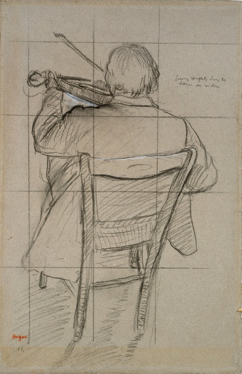 Violinista sentado visto de trás, 1875-1876 de Edgar Degas