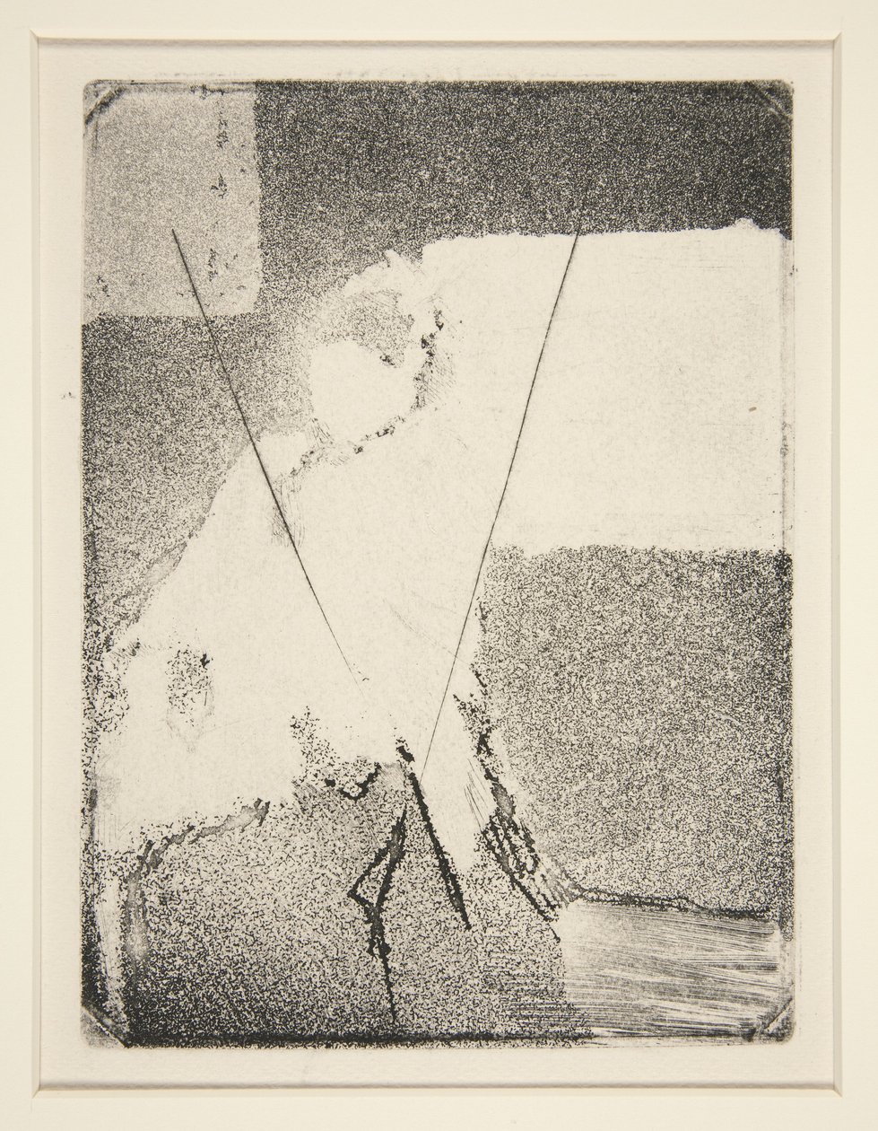 Mulher sentada em capota e xale, c.1879 (gravura e aquatinta) de Edgar Degas