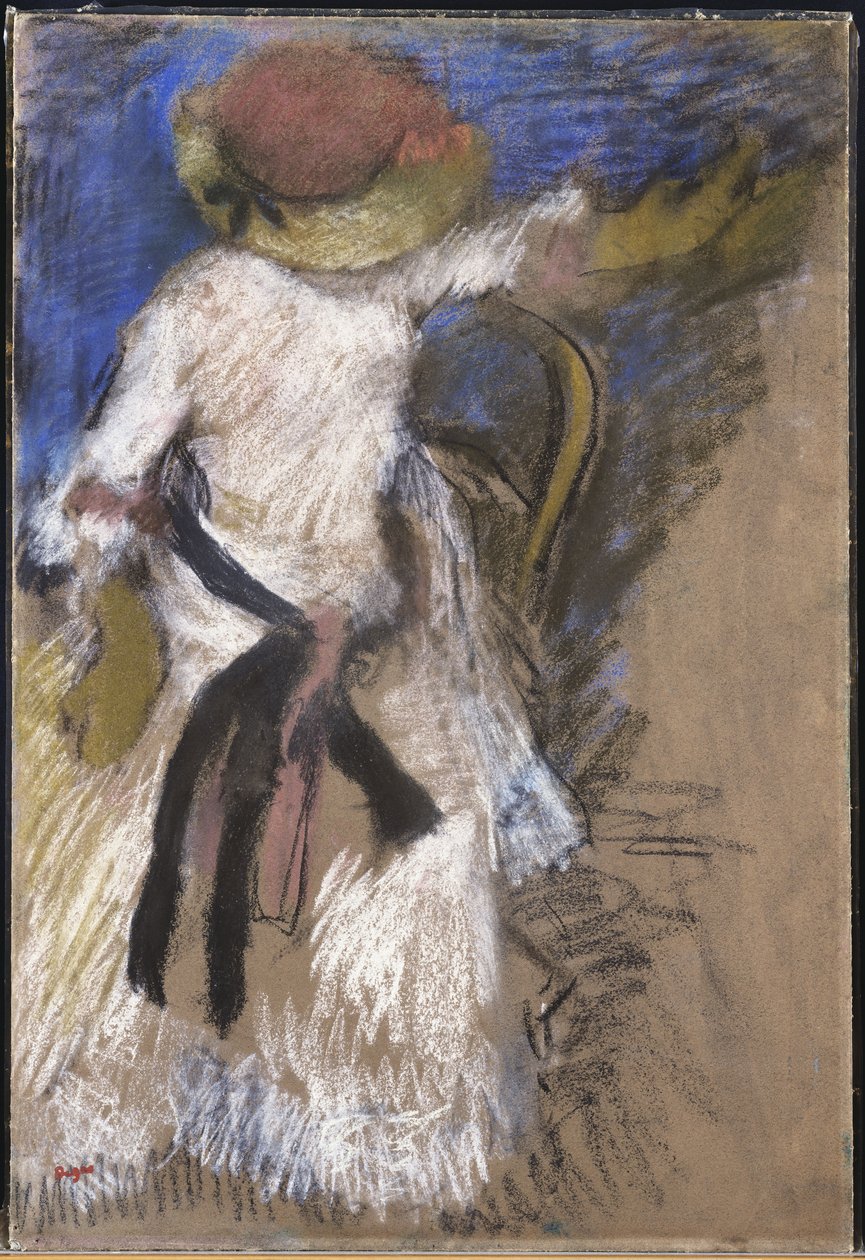Mulher sentada em um vestido branco, c.1888-92 de Edgar Degas