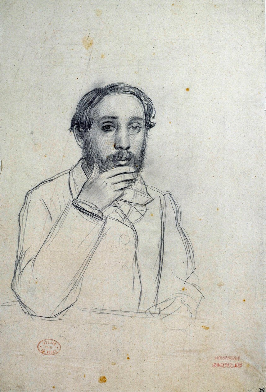 Desenho auto-retrato de Edgar Degas (1834-1917) Sol do século XIX. 0,36x0,24 m Paris, Musee du Louvre de Edgar Degas