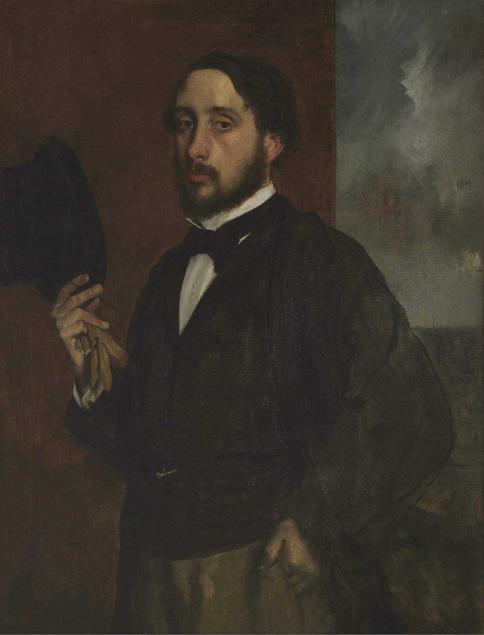 Auto-retrato com chapéu levantado, ca 1863 de Edgar Degas