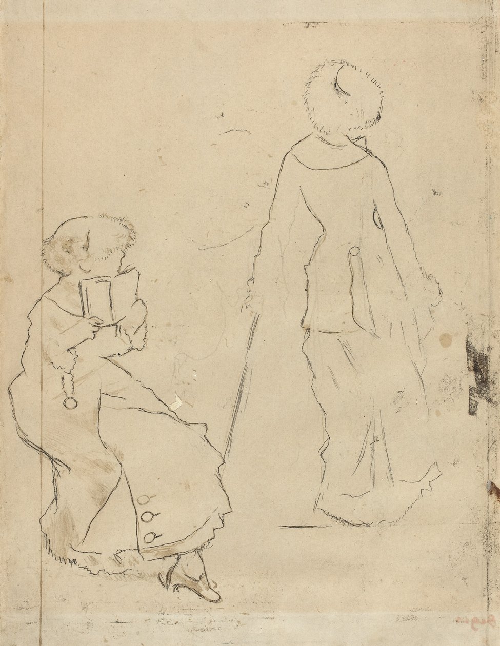 Estudo para Mary Cassatt no Louvre [verso], c. 1879. de Edgar Degas