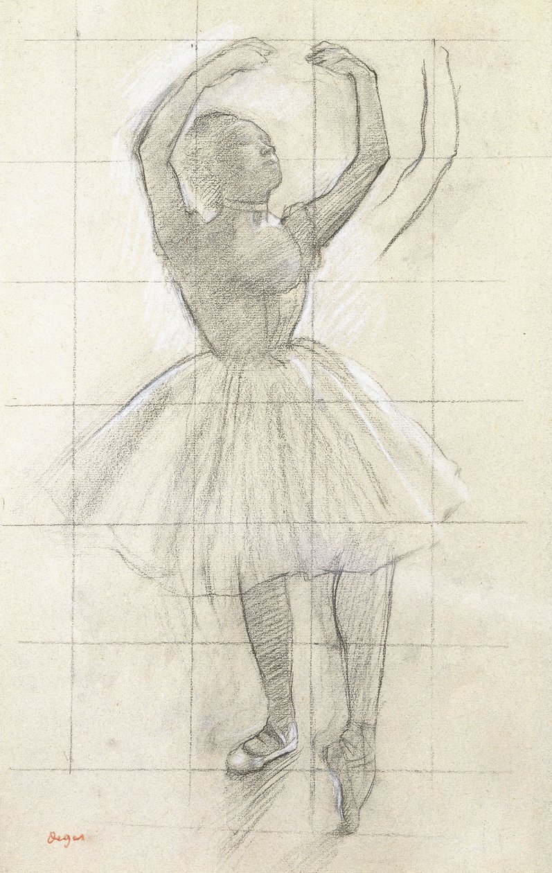 Estudo para um dançarino posando, de uma fotografia, c.1874 de Edgar Degas