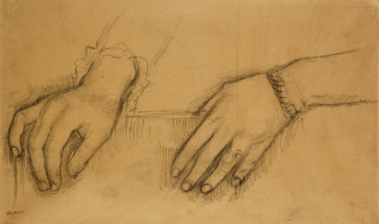Estudo das mãos para um retrato de Helene Rouart; Estudo das Mãos, Para o Retrato de Helene Rouart, c.1886 de Edgar Degas