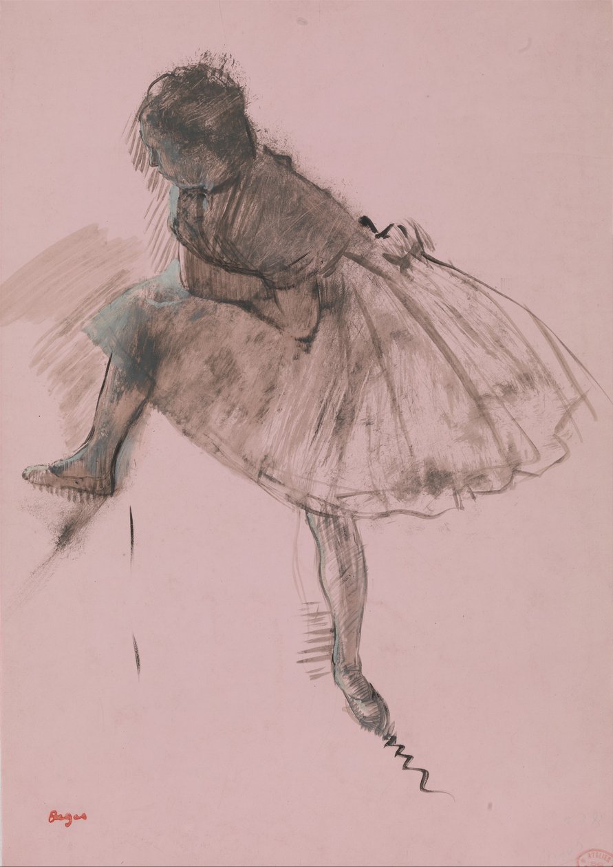 Estudo de um bailarino reto, Two Studies of Dancers verso, ca. 1873 de Edgar Degas