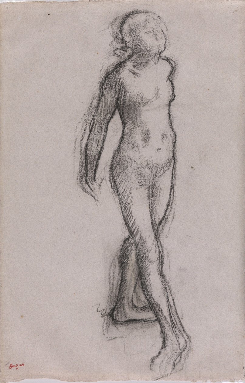 Estudo de um Nude Dancer, c.1878-79 (carvão e marcador preto no papel) de Edgar Degas