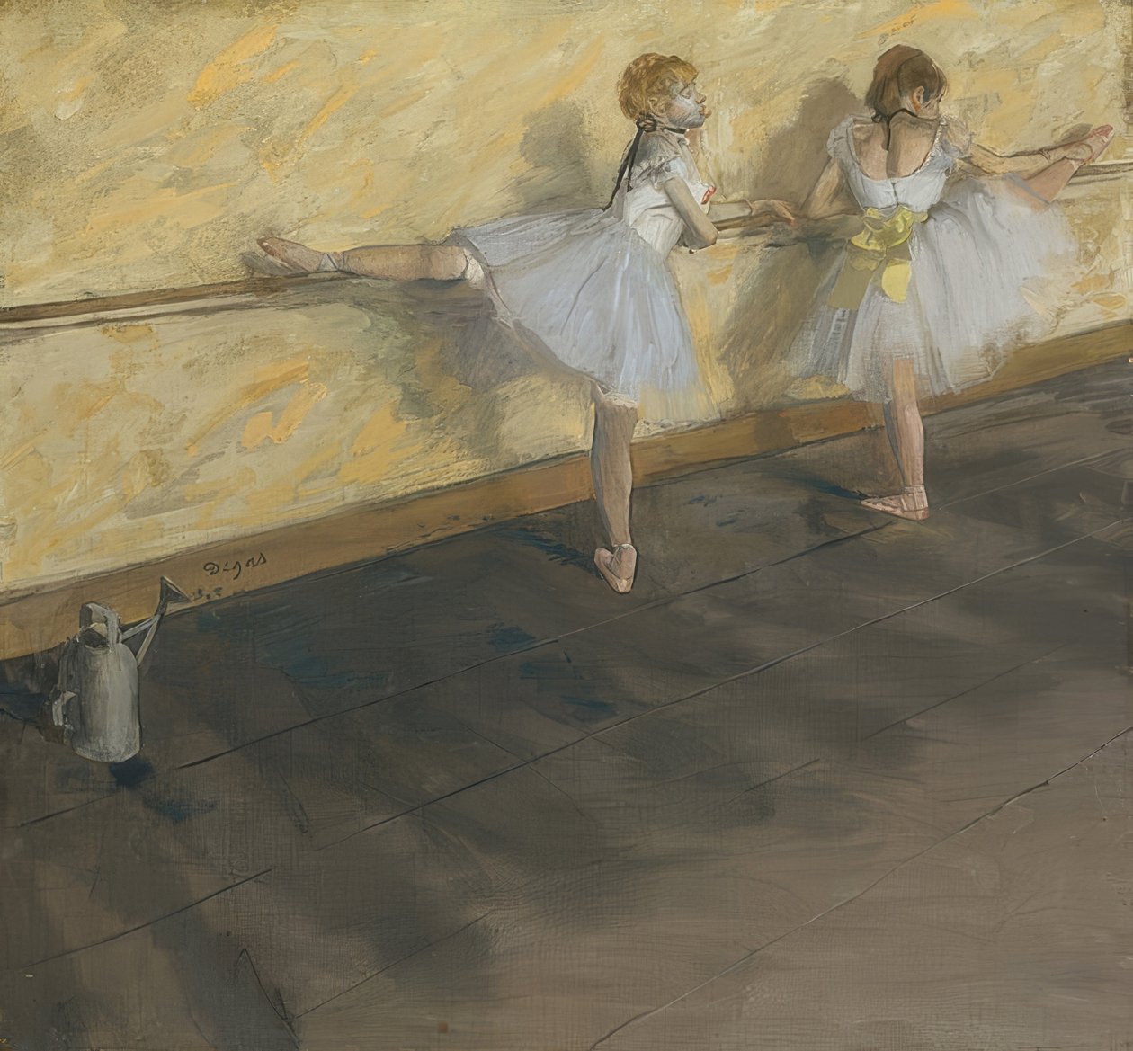 Dançarinos praticando no poste. 1877 de Edgar Degas