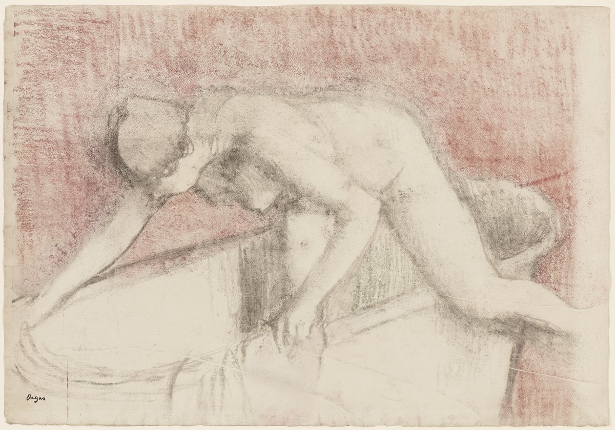 O banho (giz e pastel de desenho) de Edgar Degas