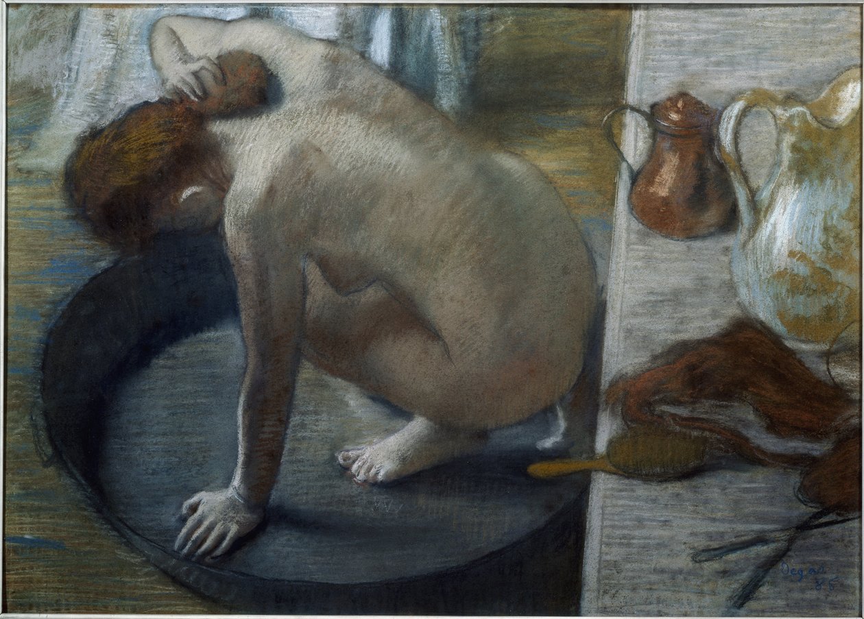 A banheira - pastel sobre papelão de Edgar Degas