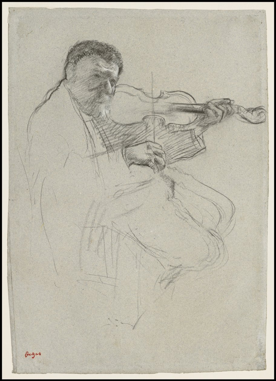 O Violinista, Estudo para "The Rehearsal", c.1879 de Edgar Degas