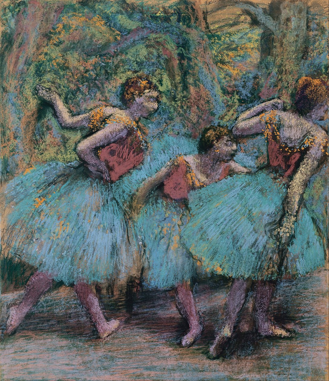 Três Bailarinas (Tutus azuis, corpetes vermelhos) de Edgar Degas