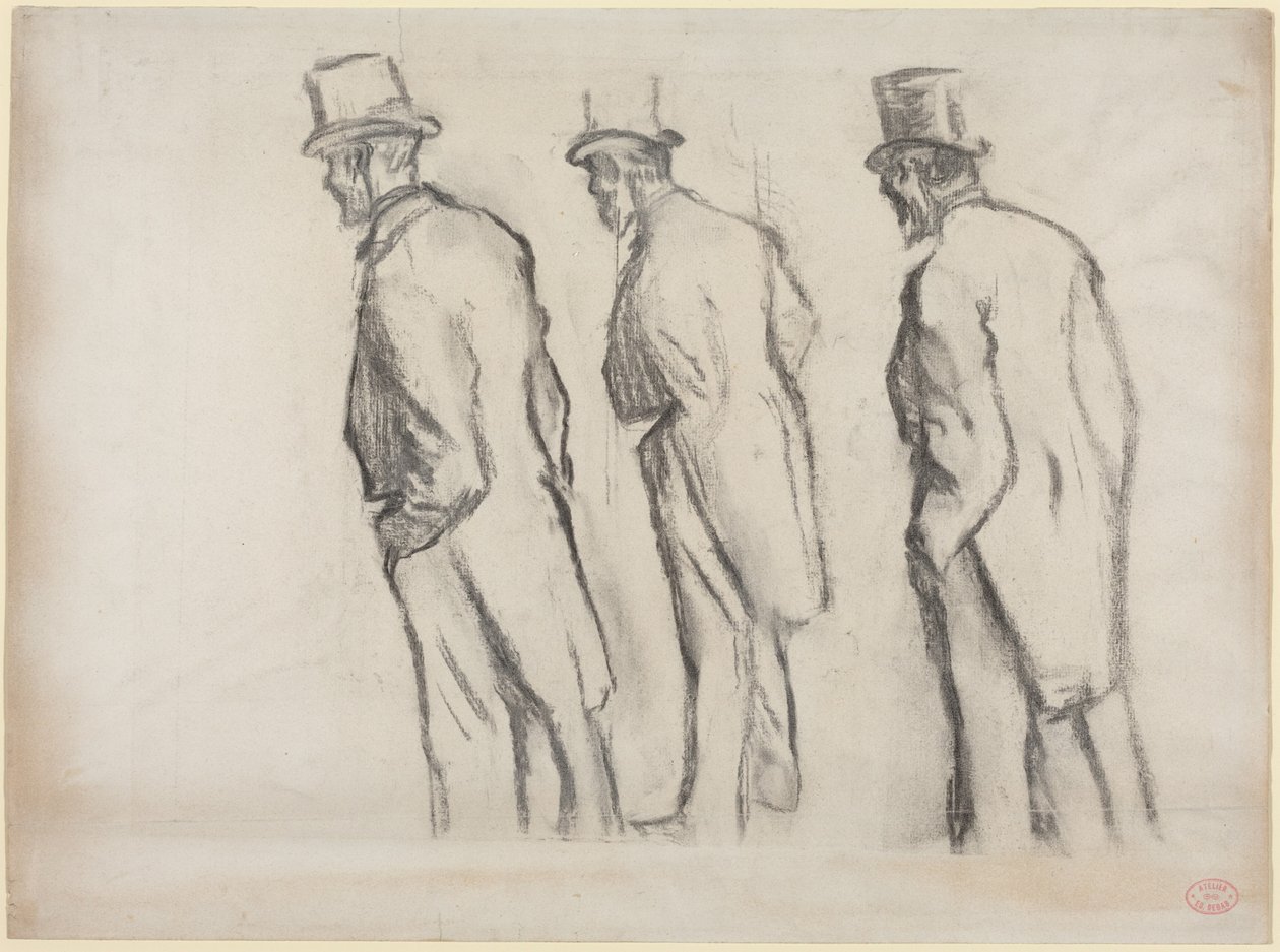 Três estudos de Ludovic Halévy em pé de Edgar Degas