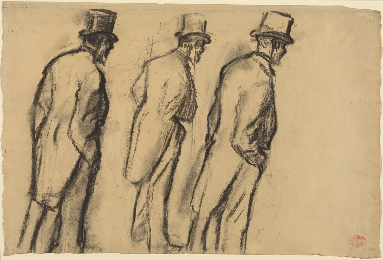 Três estudos de Ludovic Halévy em pé de Edgar Degas