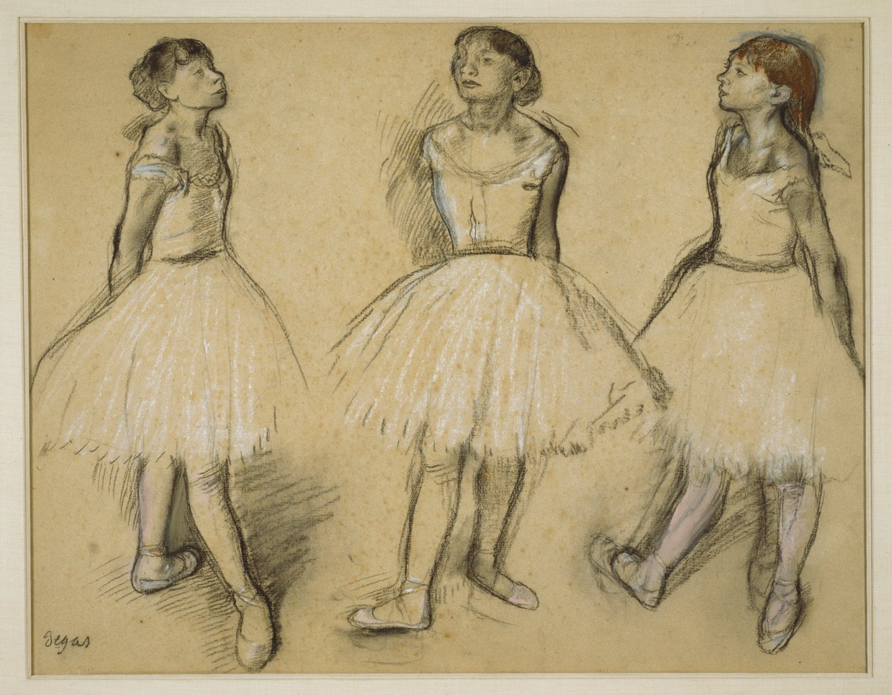 Três estudos de um bailarino na quarta posição de Edgar Degas