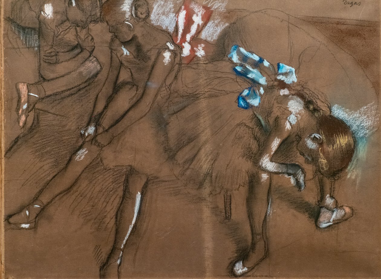 Três dançarinos. Por volta de 1880. Carvão vegetal e pastel sobre papel. de Edgar Degas