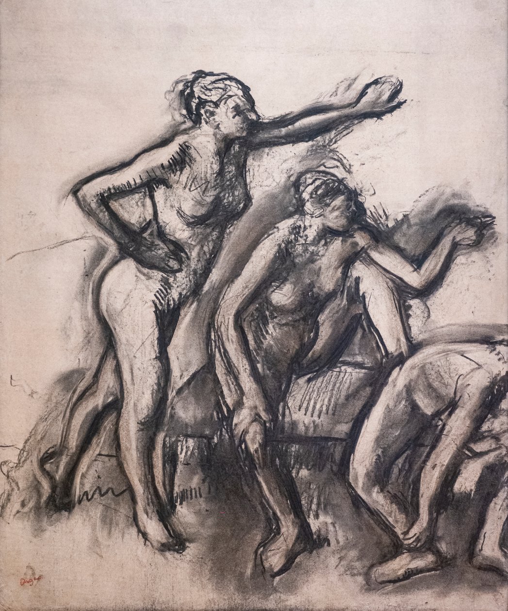 Três dançarinos nus. Por volta de 1903. Carvão vegetal sobre papel vegetal. de Edgar Degas