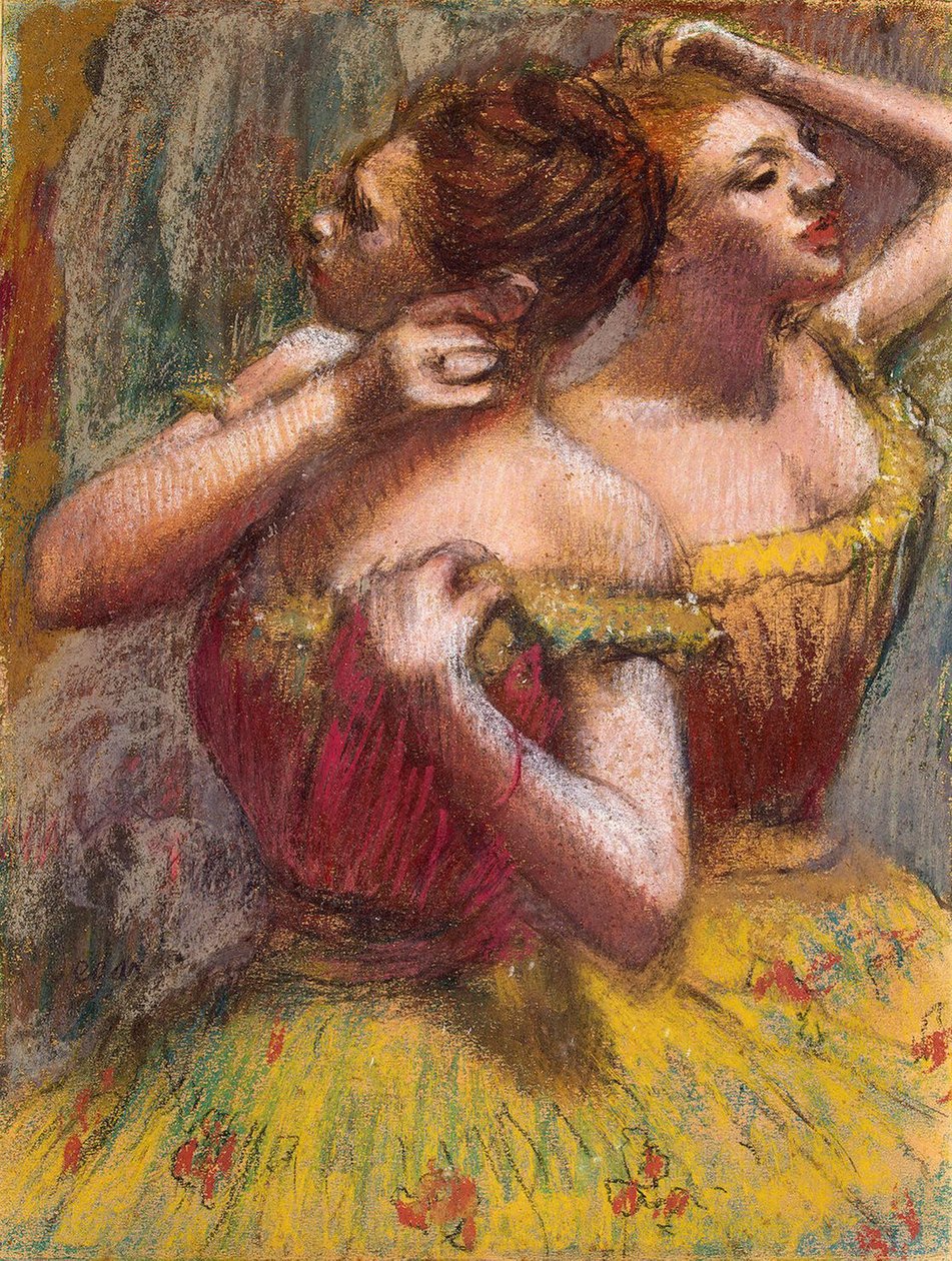 Duas dançarinas (pastel no papel) de Edgar Degas