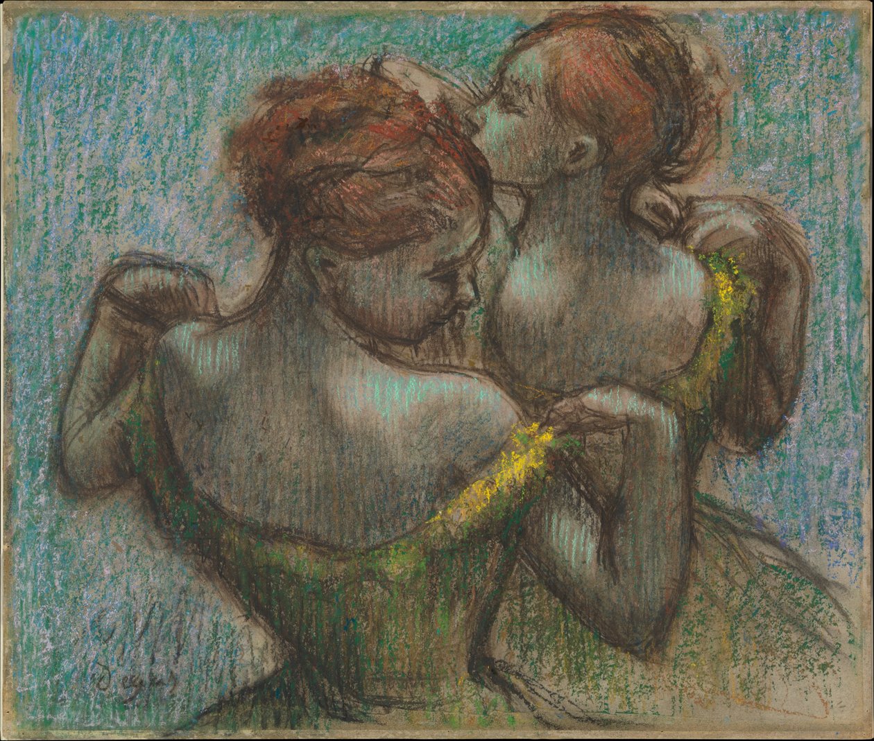Duas bailarinas, de meio corpo de Edgar Degas