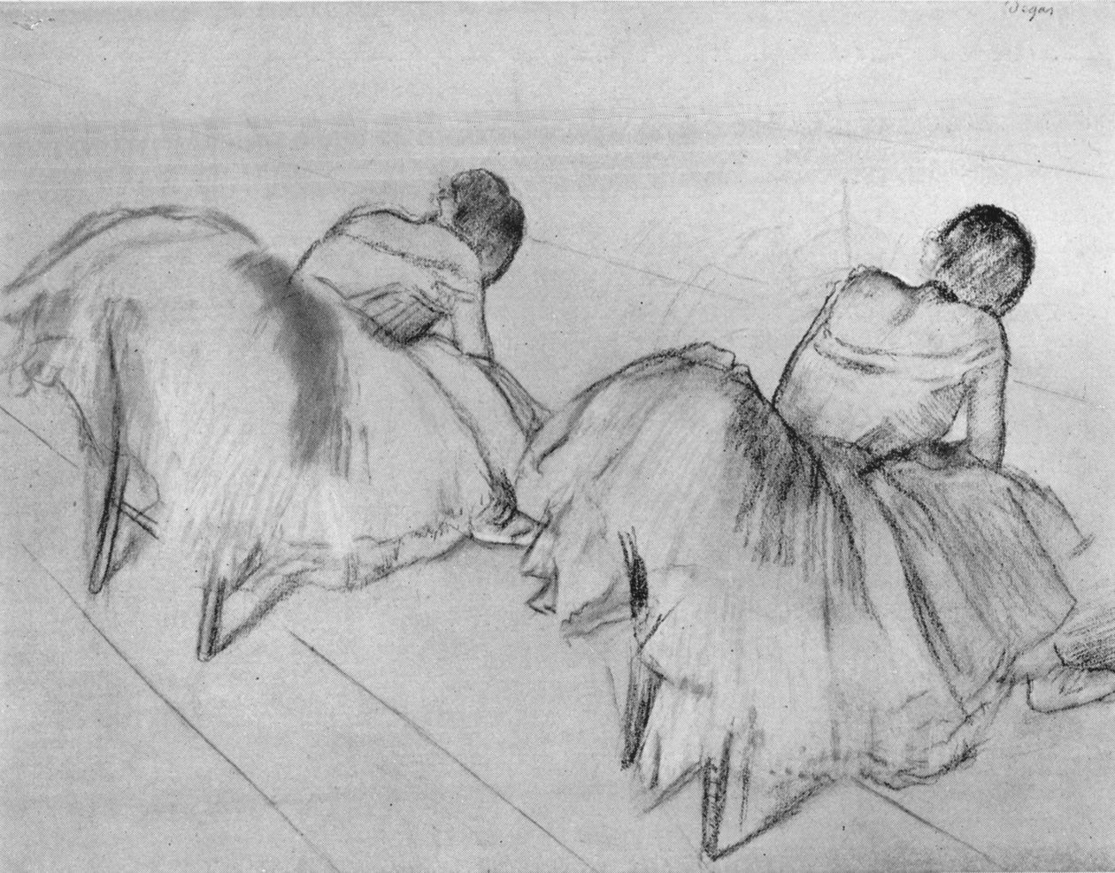 Dois dançarinos descansando, século c20 de Edgar Degas