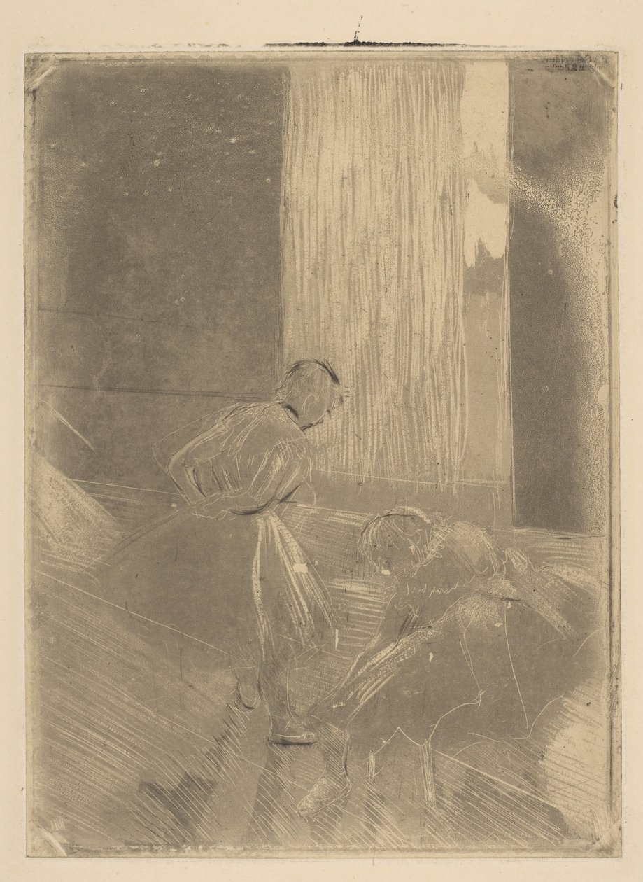 Dois dançarinos em uma sala de ensaio, 1877-78. de Edgar Degas