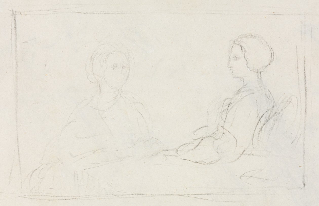 Verso de Duas Mulheres Sentadas, 1856-1860. de Edgar Degas
