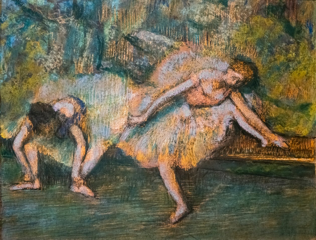 Duas dançarinas. Por volta de 1900. Pastel em papel sobre papelão. de Edgar Degas