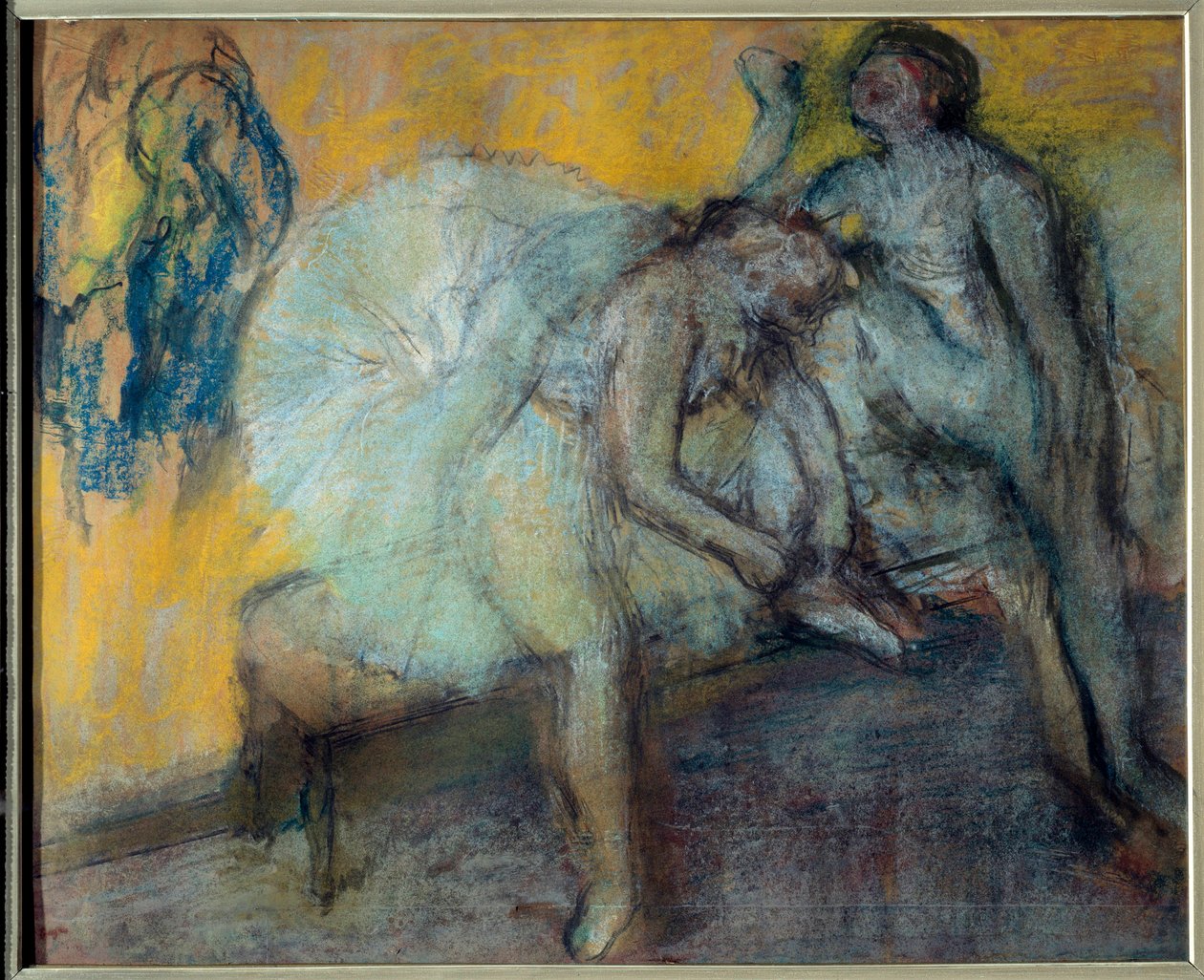 Dois dançarinos em repouso Pastel e carvão vegetal sobre papel camurça de Edgar Degas (1834-1917). 1910-1912 Dim. 0,78x0,96 m Paris, Musee d