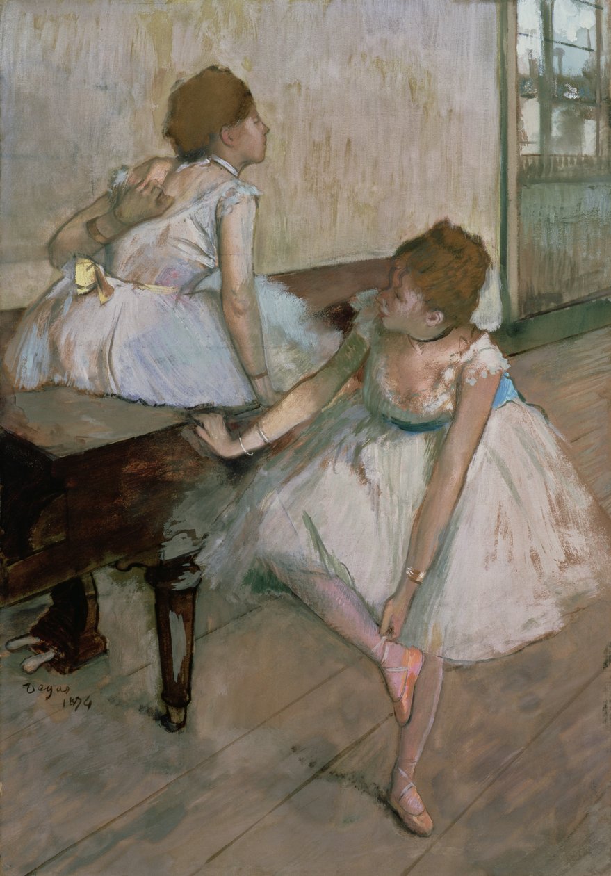 Dois dançarinos descansando, 1874 de Edgar Degas