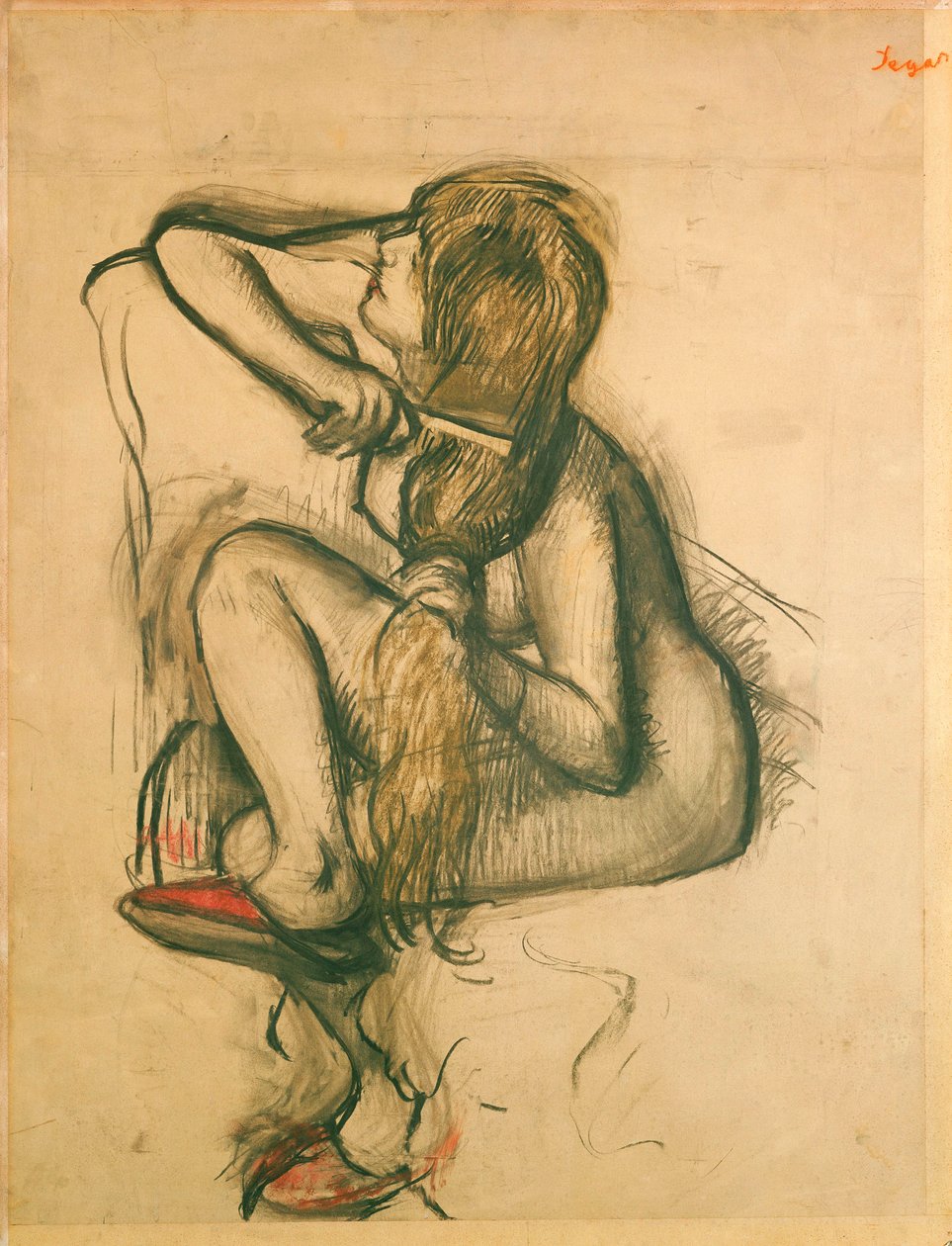 Mulher penteando o cabelo de Edgar Degas
