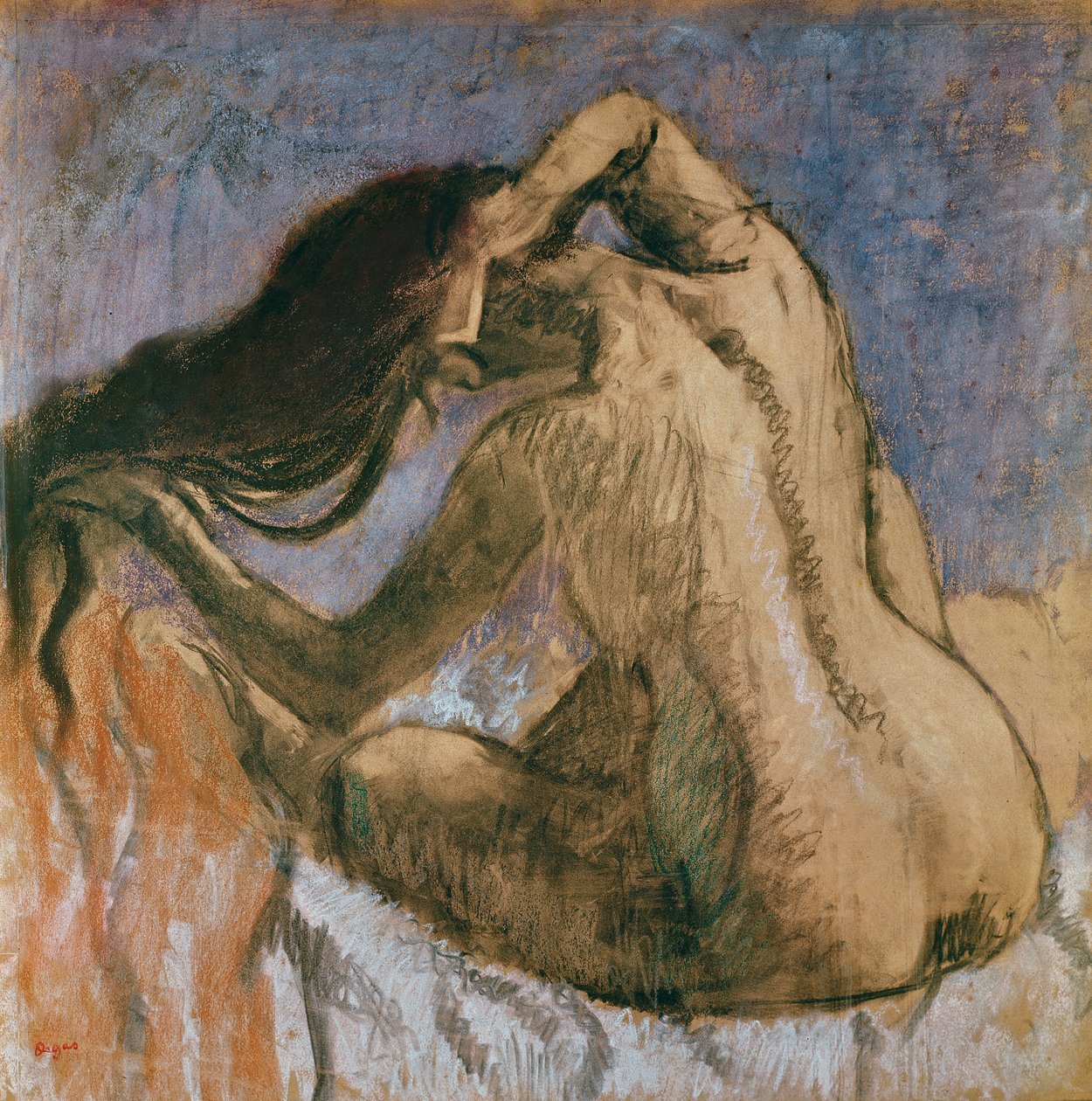 Mulher penteando o cabelo, 1905-10 (pastel sobre papel) de Edgar Degas