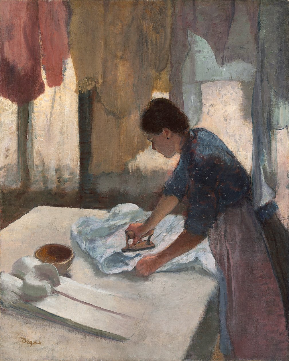 Mulher passando a ferro, c.1876-87 (óleo sobre tela) de Edgar Degas