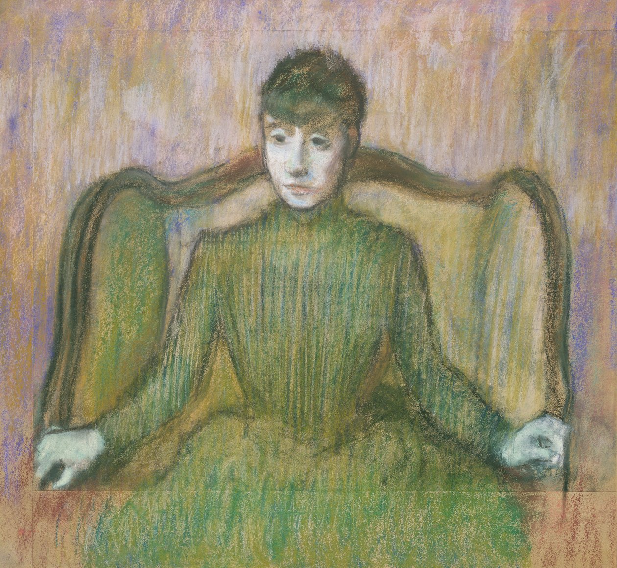 Mulher sentada em uma poltrona, c.1864 (pastel) de Edgar Degas