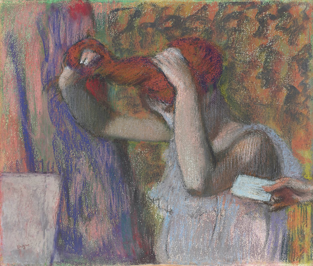 Mulher que denomina seu cabelo, a letra; Mulher penteando o cabelo, carta, c.1888-1892 de Edgar Degas