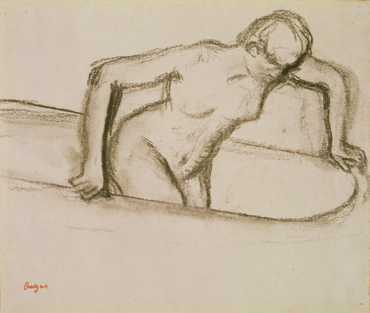 Mulher, em, banheira de Edgar Degas