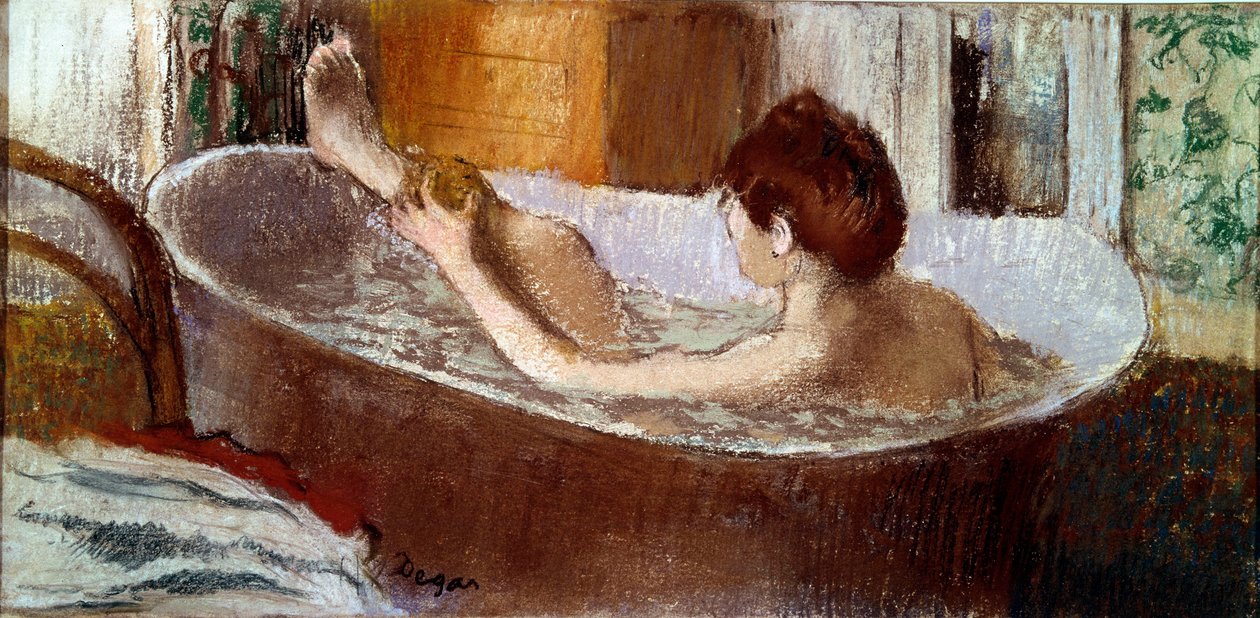Mulher em seu banho esponjando a perna Pastel de Edgar Degas (1834-1917) 1883 Sol. 0,19x0,41 m Paris, musee d