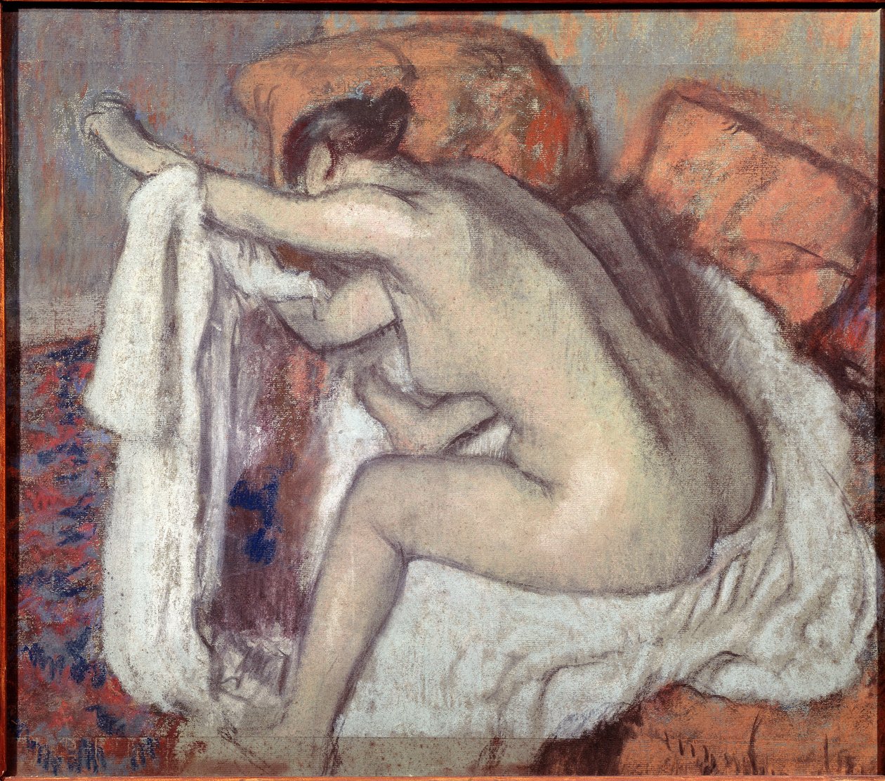 A mulher a limpar o braço. Pintura de Edgar Degas (1834-1917). Pastel. Museu de Arte de São Paulo, Brasil de Edgar Degas