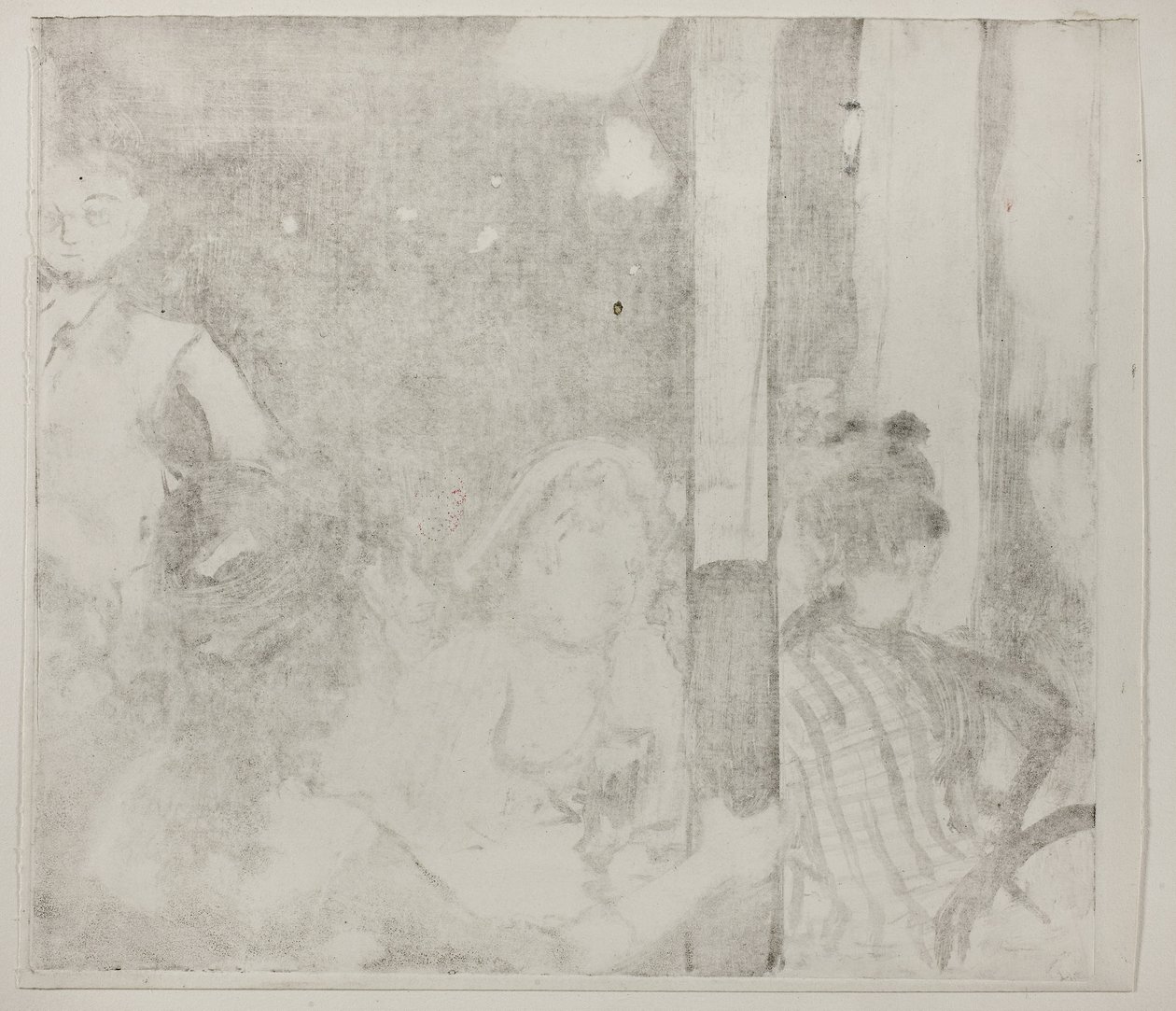 Mulheres em frente a um café, à noite, c.1877 (monotipia cognata sobre papel de marfim) de Edgar Degas