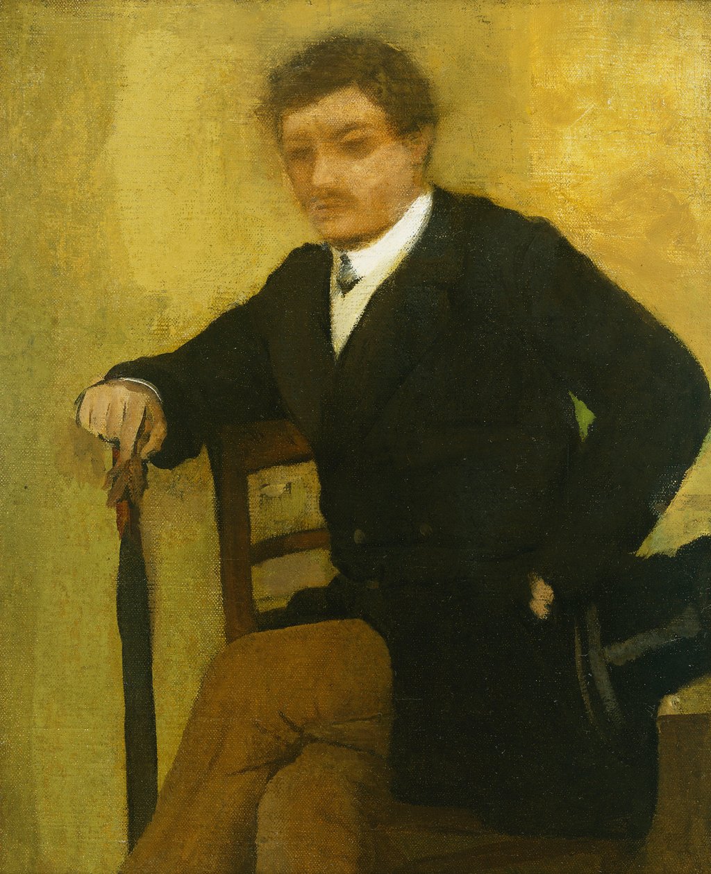 Jovem sentado com jaqueta e guarda-chuva; Jovem, sentando, com, jacquette, e, guarda-chuva, c.1864-1868 de Edgar Degas