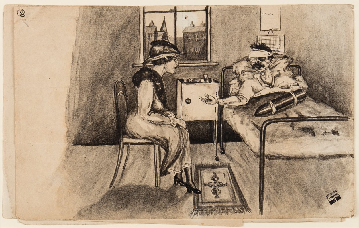 Some Shell !, 13 de outubro de 1917 (caneta, pincel e tinta sobre papel) de Edgar Fryer