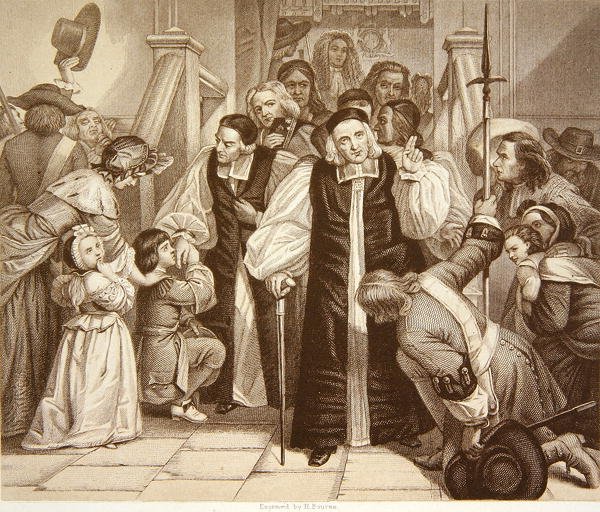 A libertação dos Sete Bispos após o seu julgamento em Westminster Hall, 29 de Junho de 1688, gravada por H.Bourne (gravura) de Edgar Melville (after) Ward