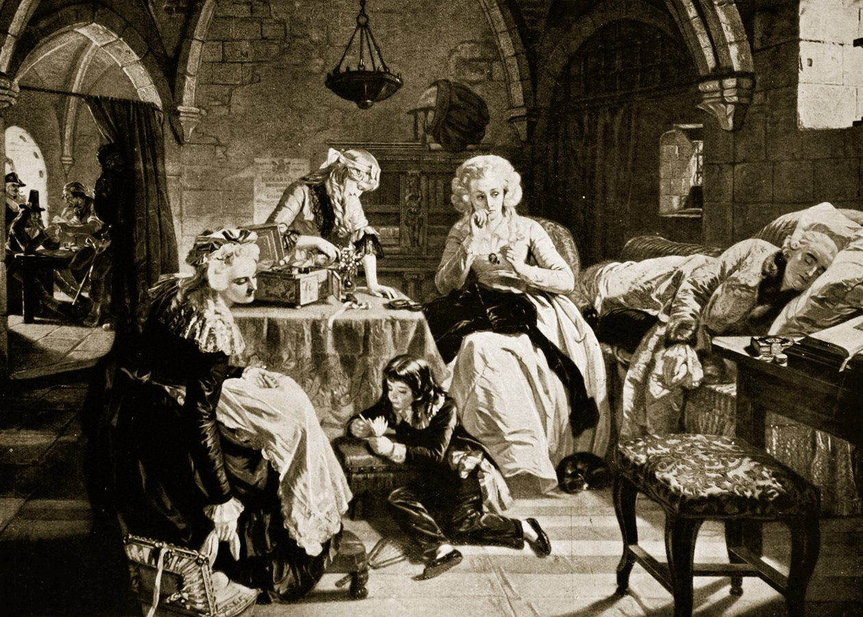 Luís XVI e sua família no templo, ilustração da "História das Nações" de Hutchinson, c.1915 de Edgar Melville Ward