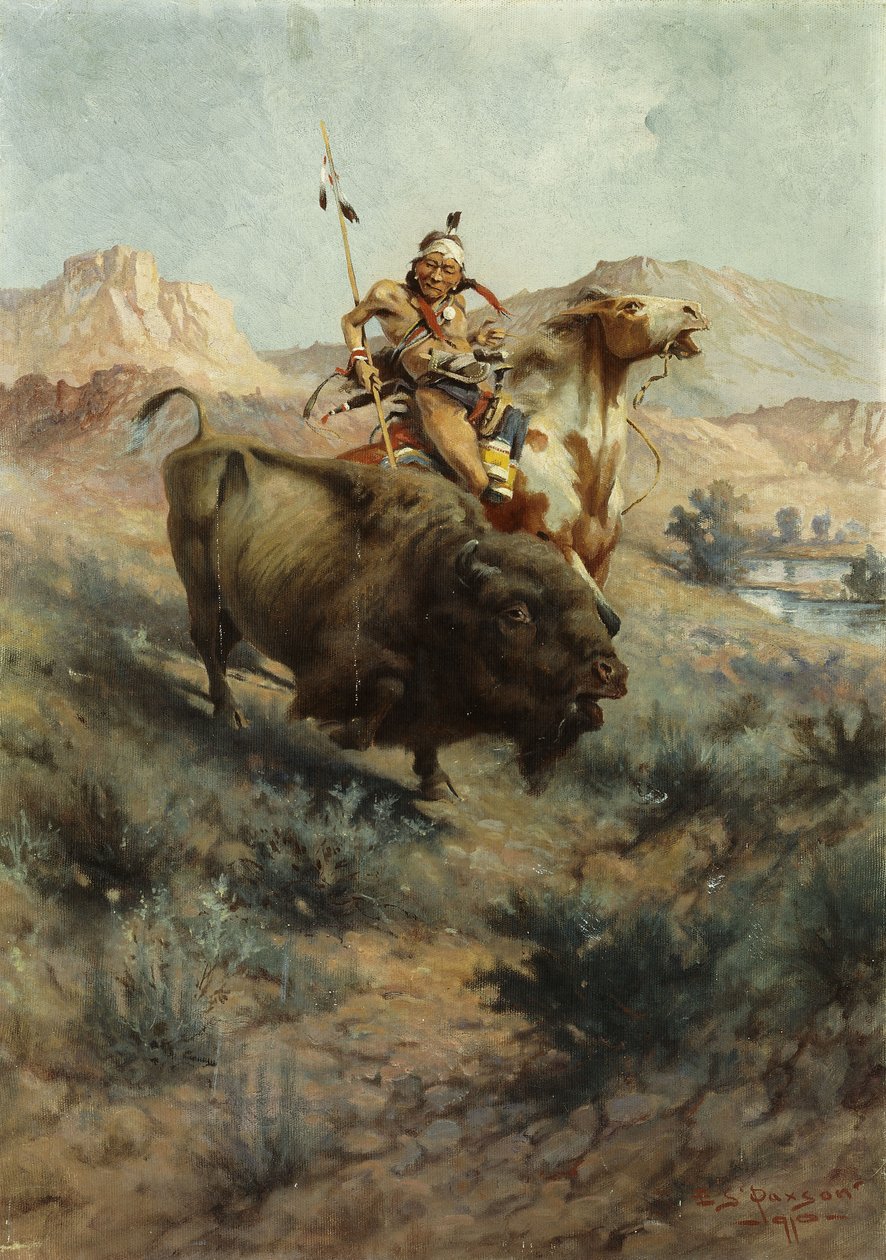 Índio e Buffalo, 1891 de Edgar Samuel Paxson