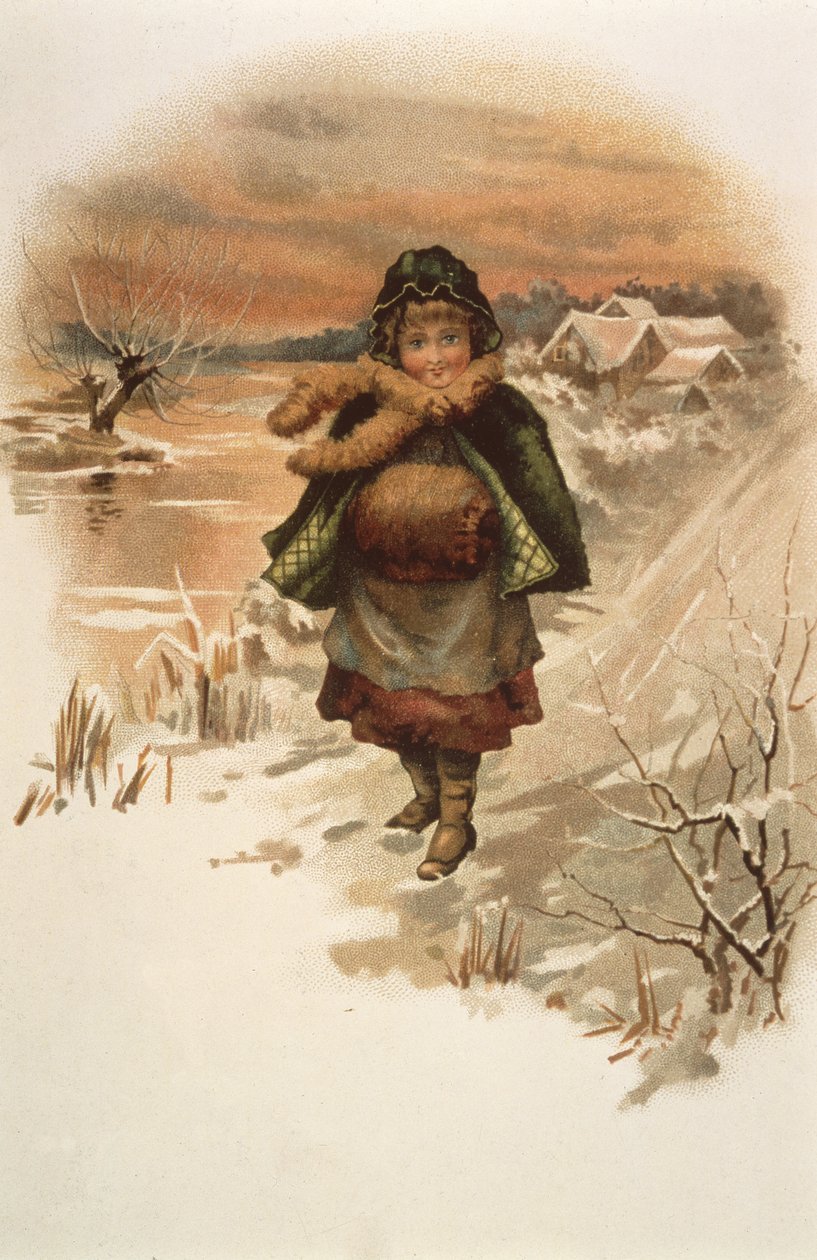 Menina, nevado, estrada, ilustração, onde, lírios, ao vivo, 1889 de Edith S. Berkeley