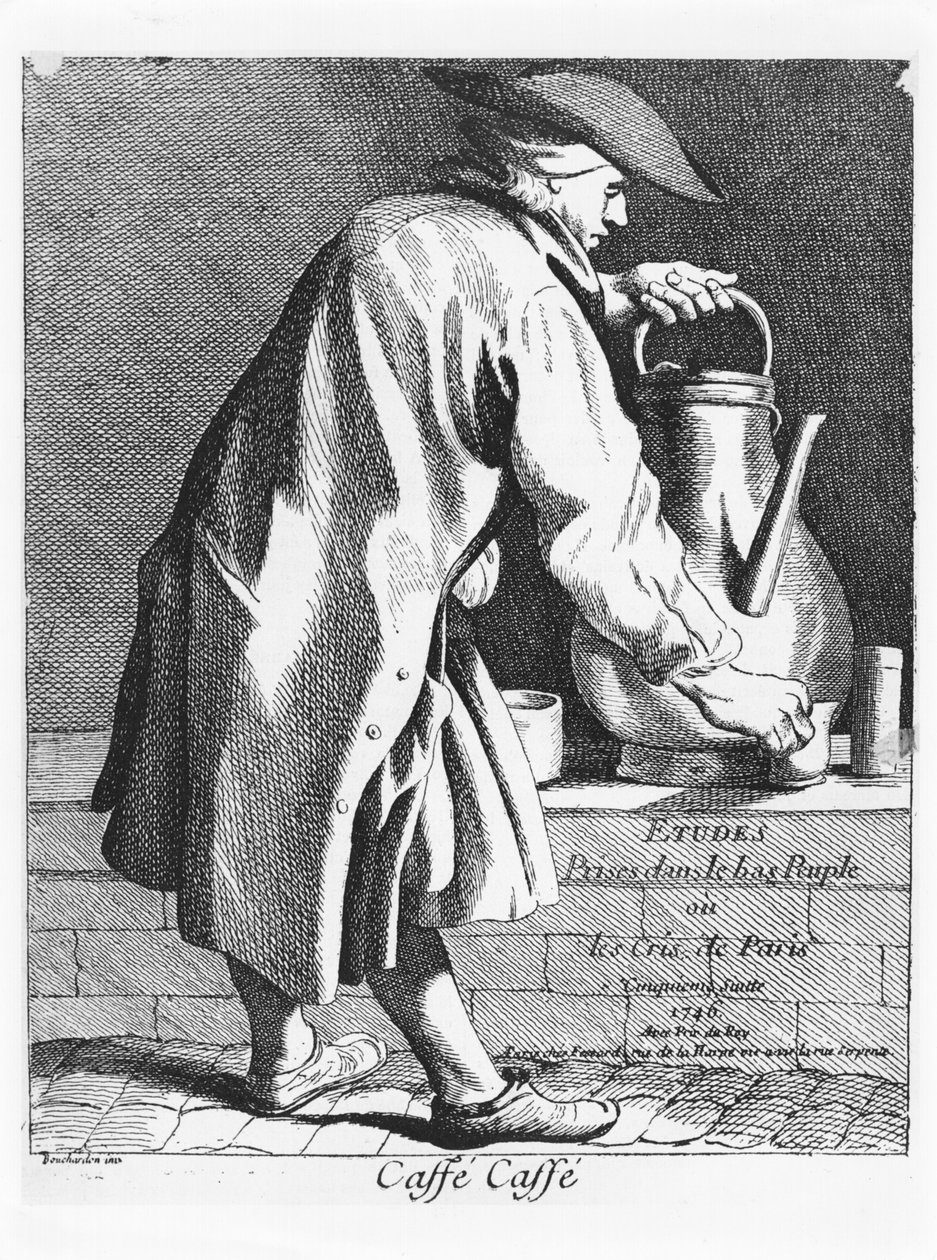 Vendendo café, da série &39;Les Cris de Paris&39;, 1746 de Edmé Bouchardon