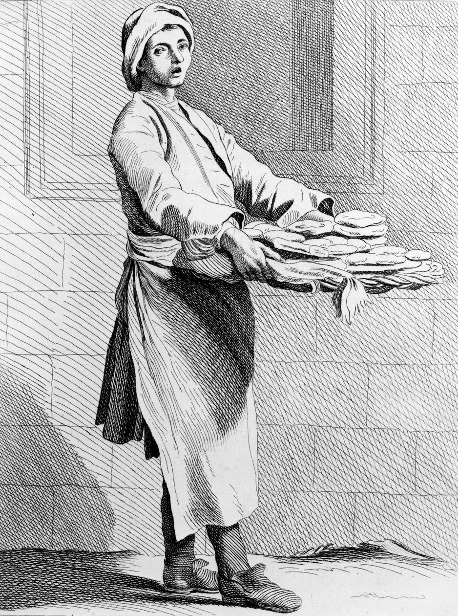 Tortas quentes, 1737, gravadas pela escola francesa (século XVIII) de Edmé Bouchardon