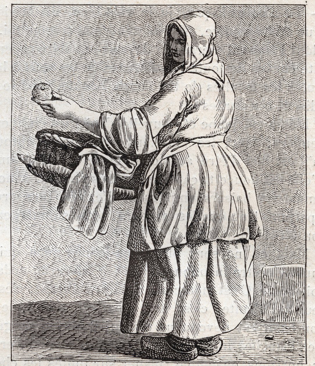 O comerciante de maçãs assadas - Pepetit metier de Paris (Estudos tirados do povo baixo, ou dos Cries de Paris) - gravura de Edme Bouchardon (1698-1762) de Edmé Bouchardon