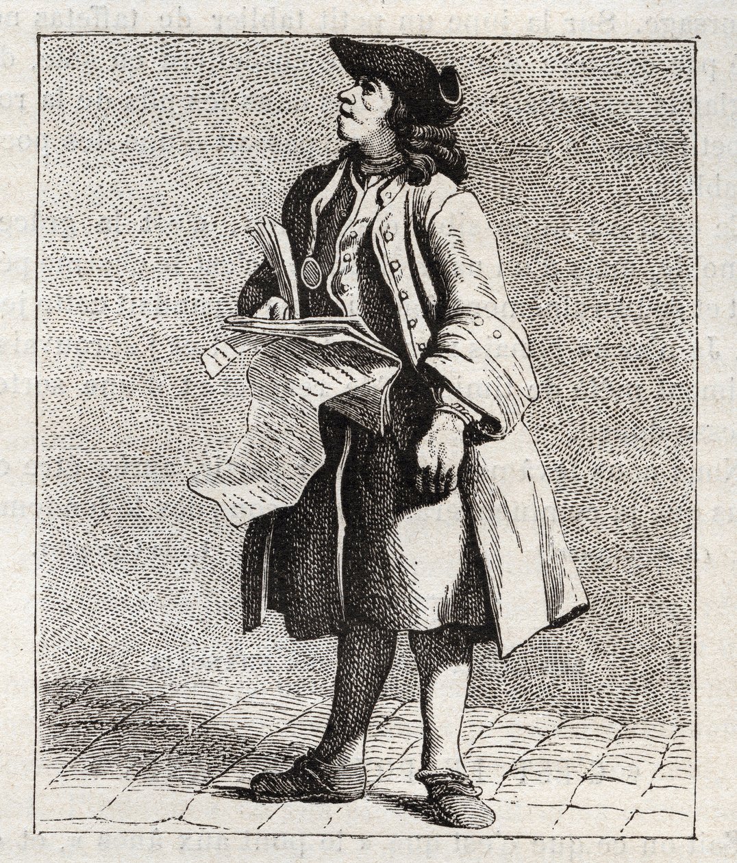 Le crieur des numos winners (Loto) - Petity metier de Paris (Études prises dans le bas Peuple, ou les Cris de Paris) - gravura de Edme Bouchardon (1698-1762) de Edmé Bouchardon