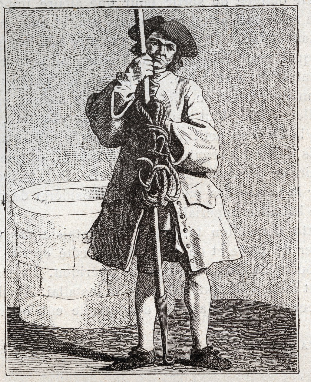 O poço mais limpo - Pepetit metier de Paris (Estudos tirados das pessoas baixas, ou dos Cries de Paris) - gravura de Edme Bouchardon (1698-1762) de Edmé Bouchardon